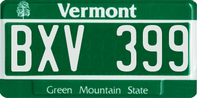 VT license plate BXV399