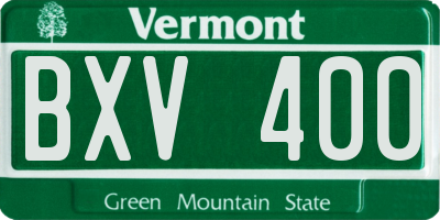 VT license plate BXV400