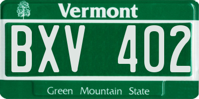 VT license plate BXV402