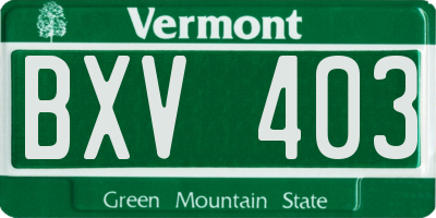 VT license plate BXV403