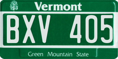 VT license plate BXV405