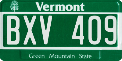 VT license plate BXV409
