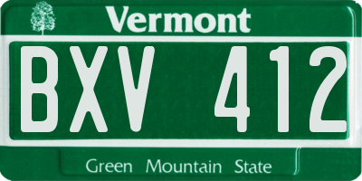 VT license plate BXV412