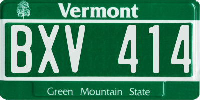 VT license plate BXV414