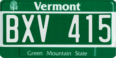 VT license plate BXV415