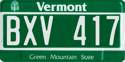 VT license plate BXV417