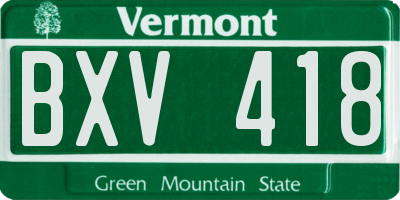 VT license plate BXV418