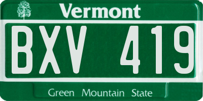 VT license plate BXV419