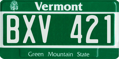VT license plate BXV421
