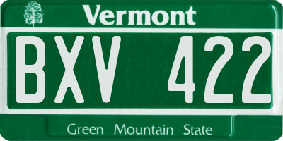 VT license plate BXV422
