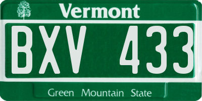 VT license plate BXV433