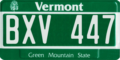 VT license plate BXV447