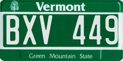 VT license plate BXV449