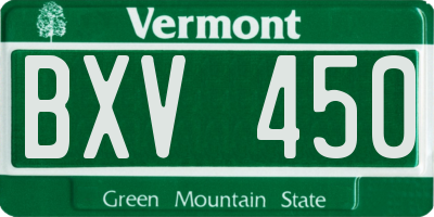 VT license plate BXV450