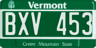 VT license plate BXV453