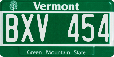 VT license plate BXV454