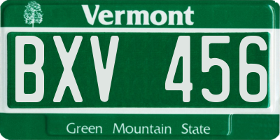 VT license plate BXV456