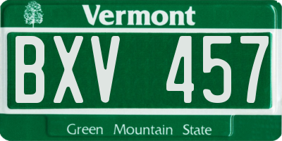 VT license plate BXV457