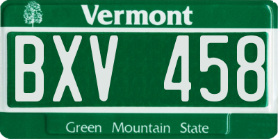 VT license plate BXV458