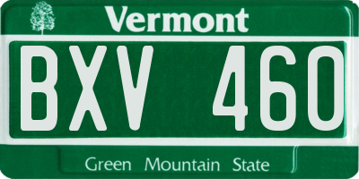 VT license plate BXV460