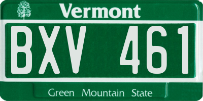 VT license plate BXV461
