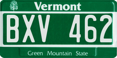 VT license plate BXV462