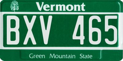 VT license plate BXV465