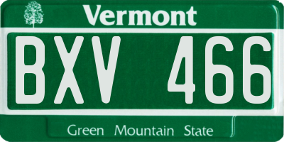 VT license plate BXV466
