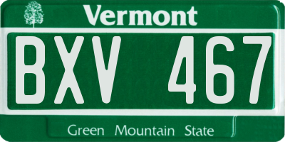 VT license plate BXV467