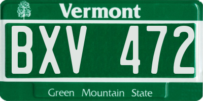 VT license plate BXV472