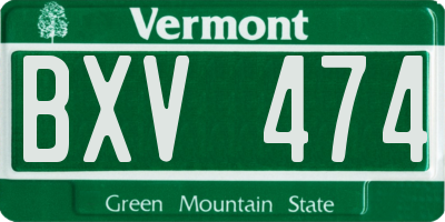 VT license plate BXV474