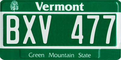 VT license plate BXV477