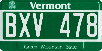 VT license plate BXV478