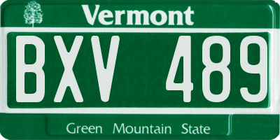 VT license plate BXV489