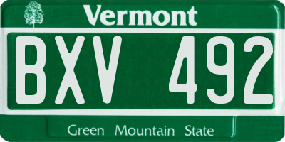 VT license plate BXV492