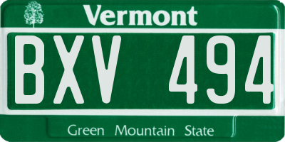 VT license plate BXV494