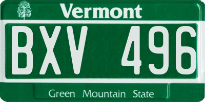 VT license plate BXV496