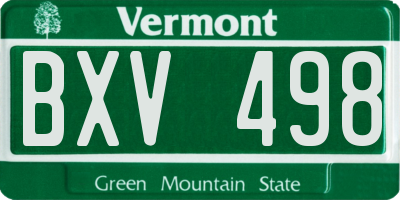 VT license plate BXV498