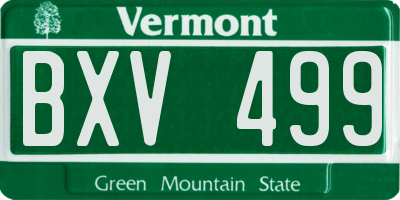 VT license plate BXV499