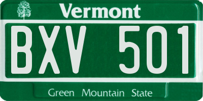 VT license plate BXV501