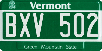 VT license plate BXV502