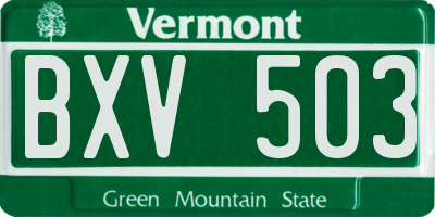 VT license plate BXV503