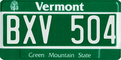 VT license plate BXV504