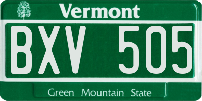 VT license plate BXV505
