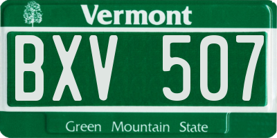 VT license plate BXV507
