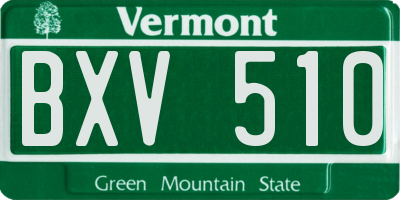 VT license plate BXV510
