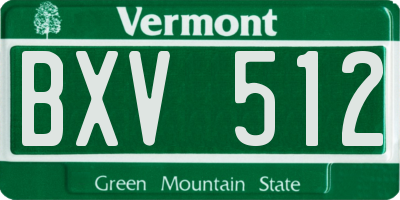 VT license plate BXV512