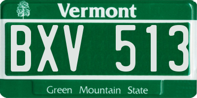 VT license plate BXV513