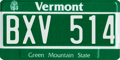 VT license plate BXV514