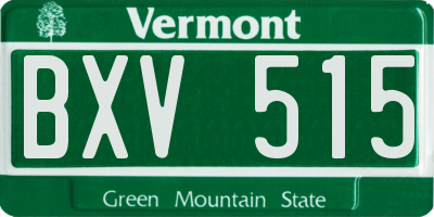 VT license plate BXV515